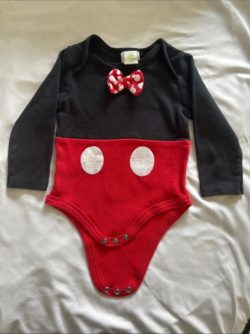 Toddler Black and Red Mickey Mouse Disney One-Piece Bodysuit with Bow